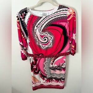 Donna Morgan Fuchsia and Black Geometric Dress